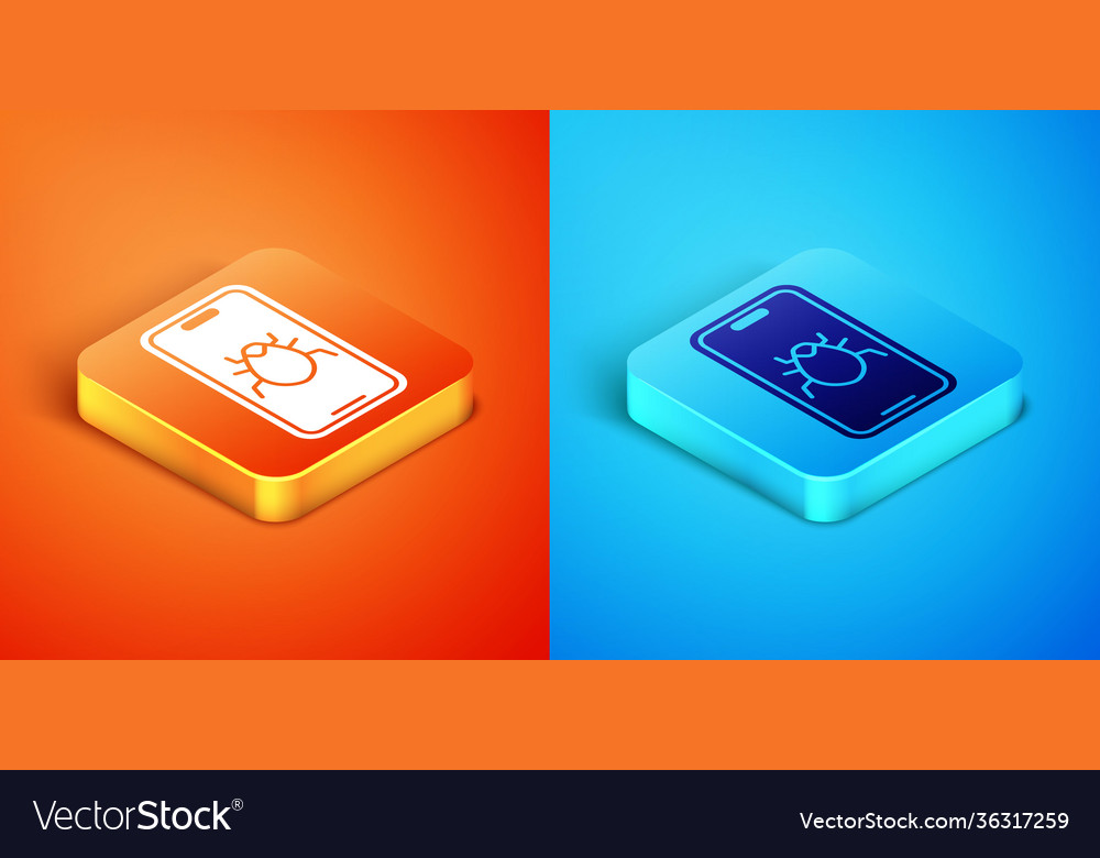 Isometric system bug on mobile icon isolated