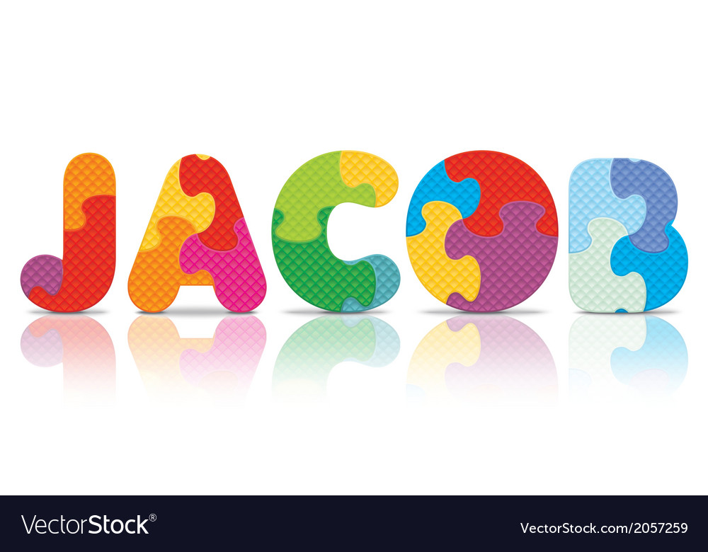 Jacob written with alphabet puzzle