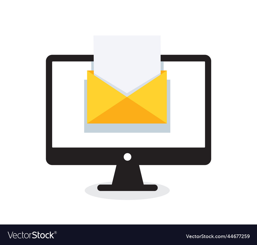 Laptop computer with email notification Vector Image Laptop computer with email notification
