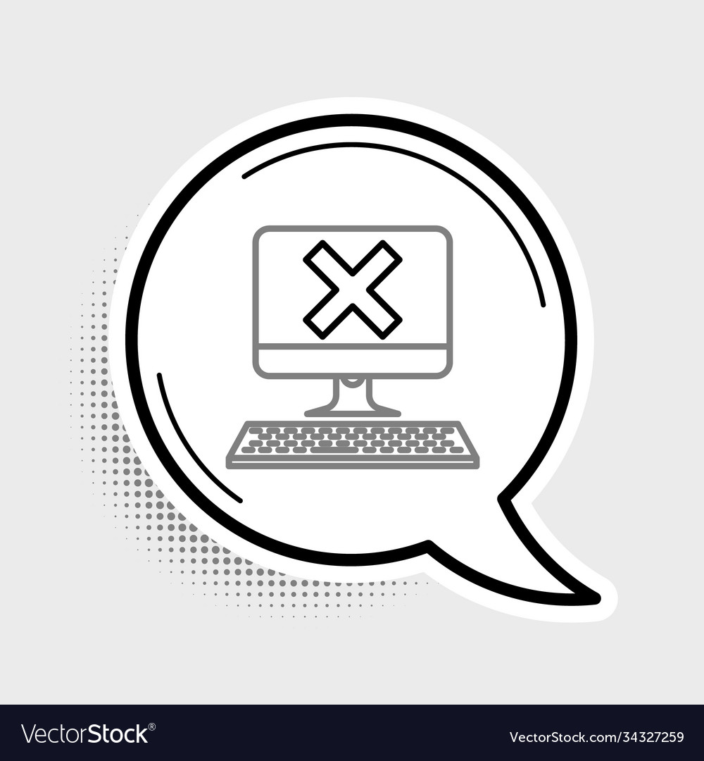 Zeilenrechner mit Tastatur und x-Marke-Symbol Vector Image Zeilenrechner mit Tastatur und x-Marke-Symbol