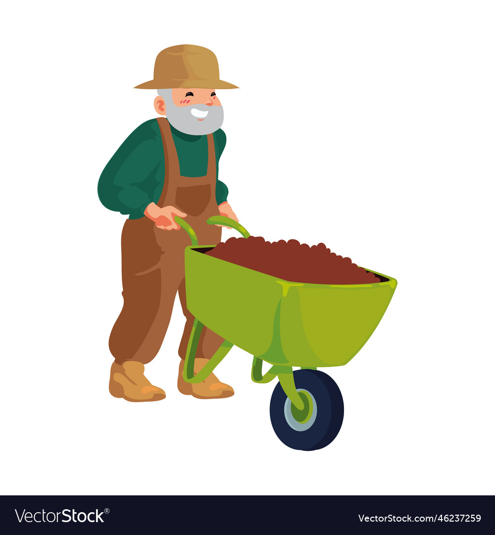 Man with wheelbarrow Royalty Free Vector Image