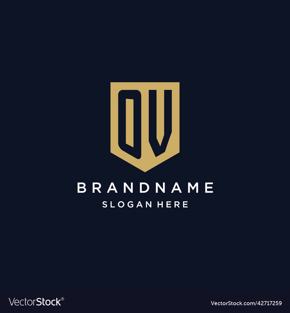 Ov monogram initials logo design with shield icon Vector Image Ov monogram initials logo design with shield icon