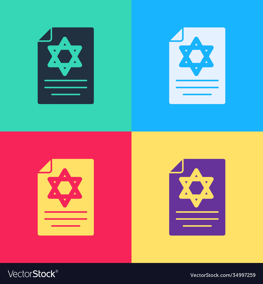 Pop art torah scroll icon isolated on color Vector Image Pop art torah scroll icon isolated on color