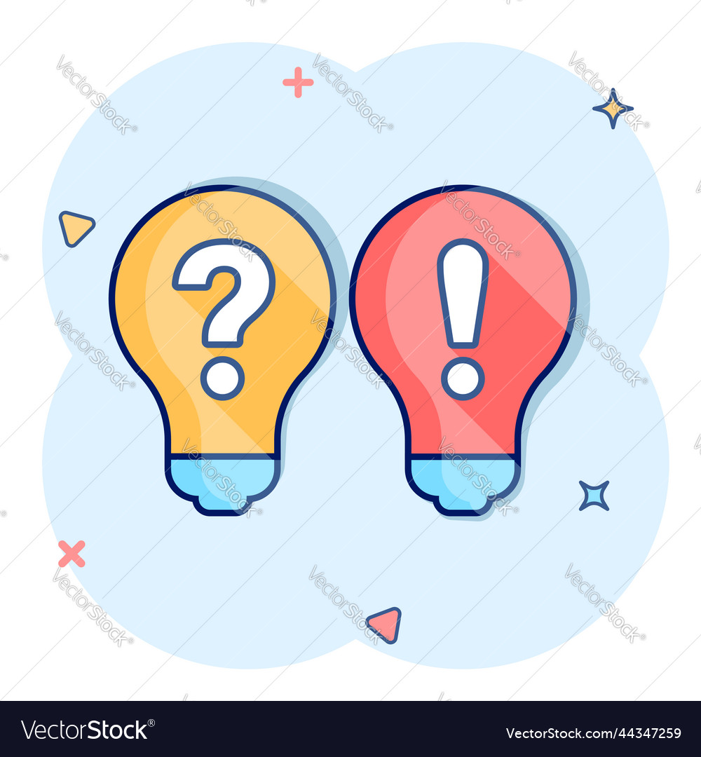 Problem solution icon in comic style light bulb Vector Image Problem solution icon in comic style light bulb