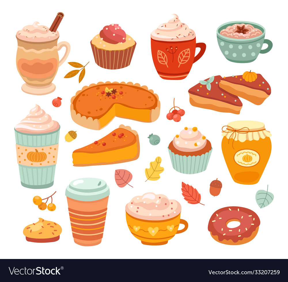 Pumpkin spice fall season aroma product autumn Vector Image