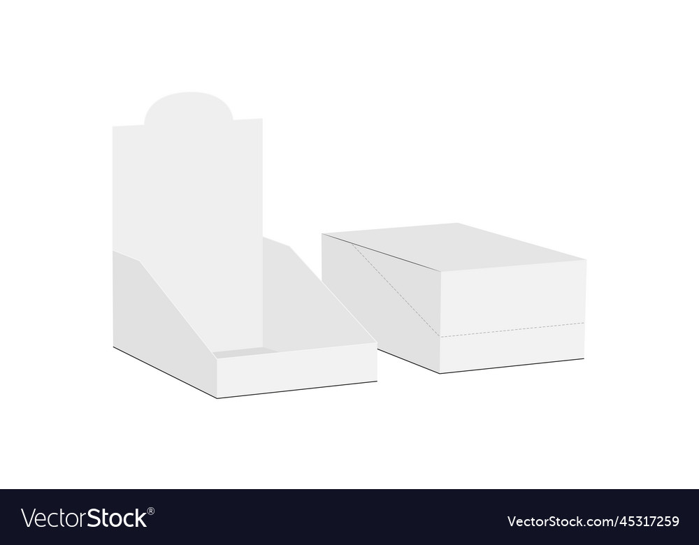 Rectangular display box mockup opened and closed