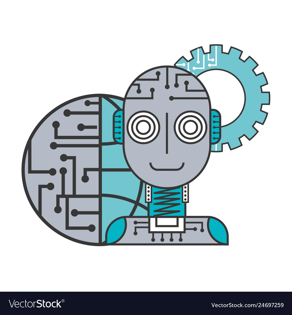 Robot artificial intelligence world connection vector image Robot artificial intelligence world connection