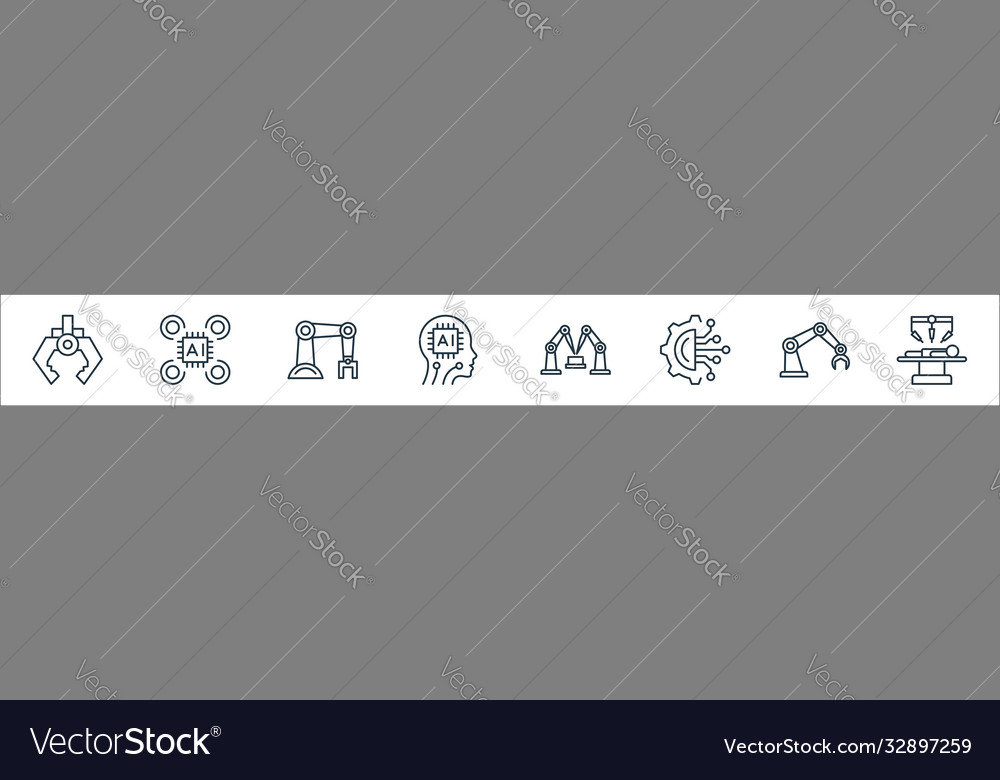 Robotik Linie Icons lineare Set Qualität vector image Robotik Linie Icons lineare Set Qualität