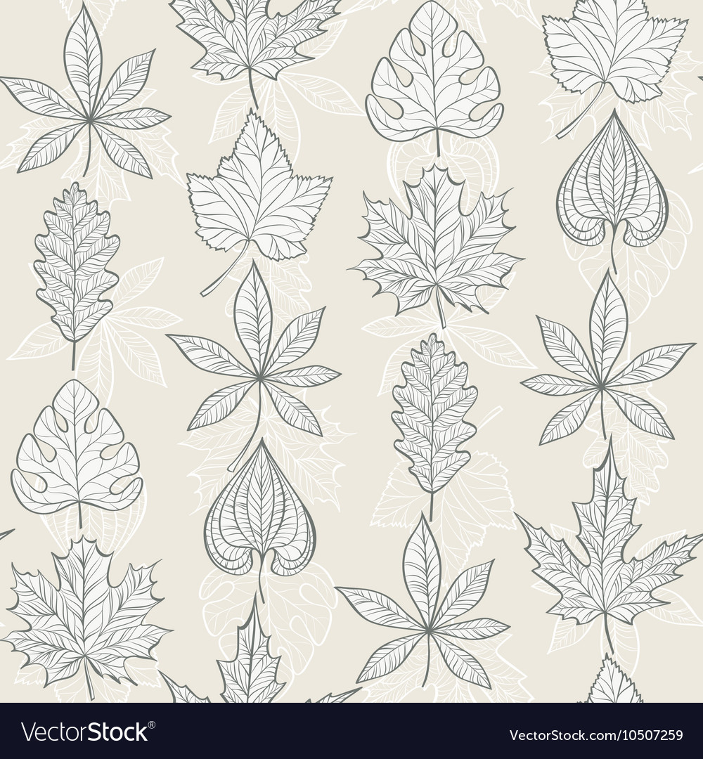 Seamless pattern with fall different leaves