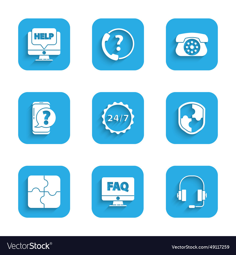 Set clock 24 hours computer monitor and faq Vector Image Set clock 24 hours computer monitor and faq