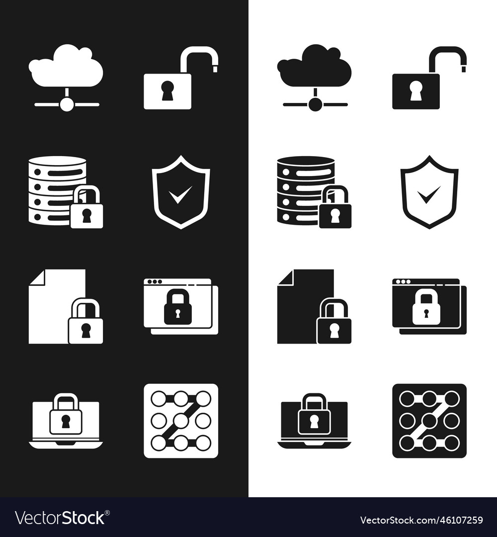 Set shield with check mark server security lock
