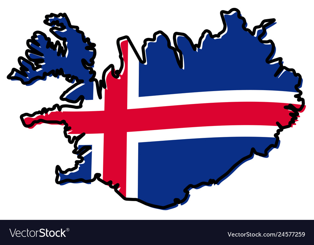 Simplified map of iceland outline with slightly Vector Image