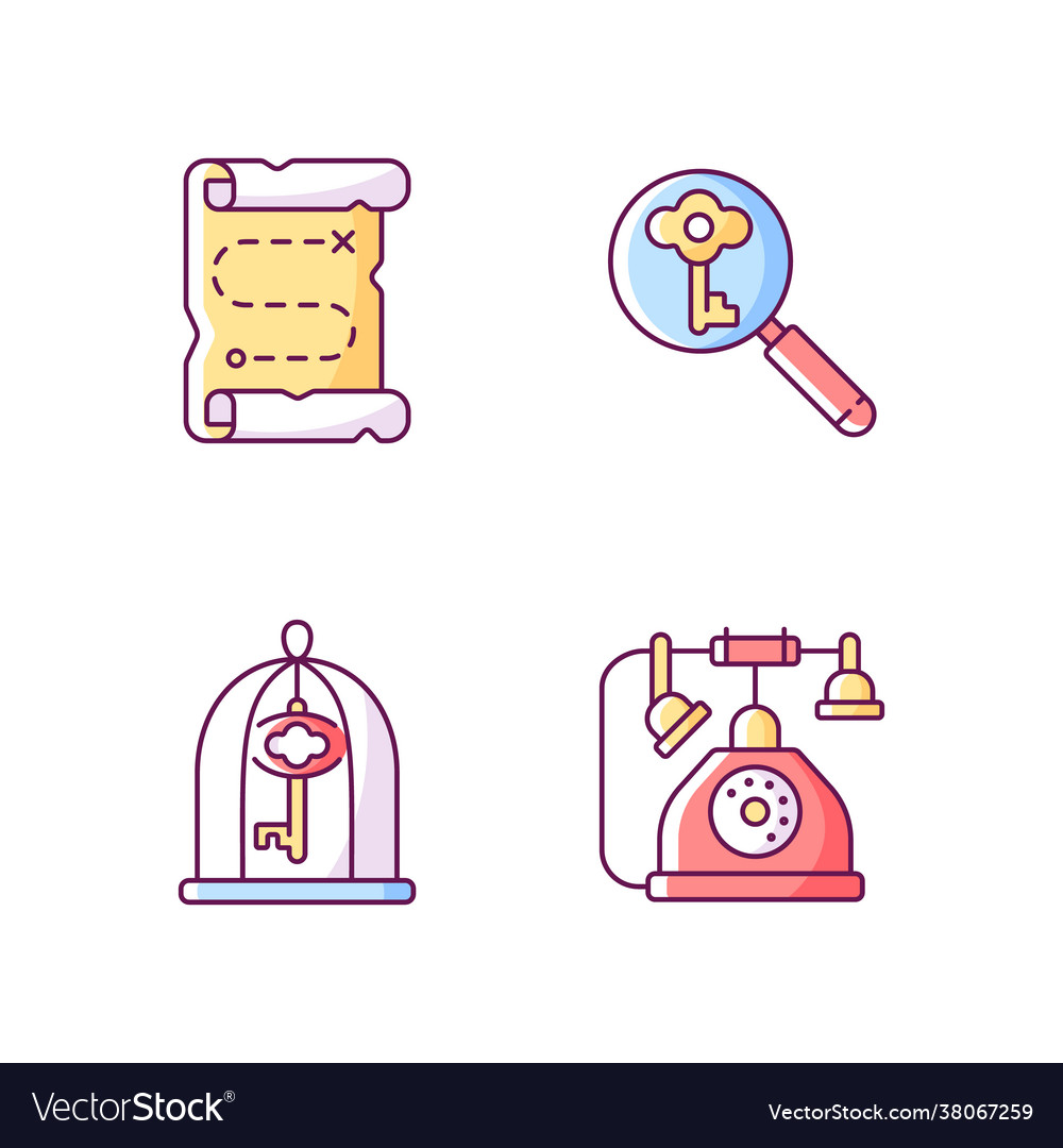 Solving quest rgb color icons set vector image Solving quest rgb color icons set