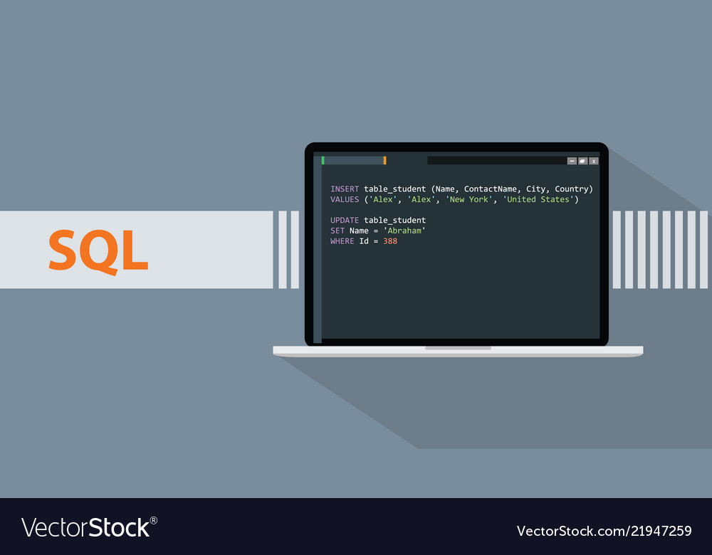 SQL Programming Code on Laptop