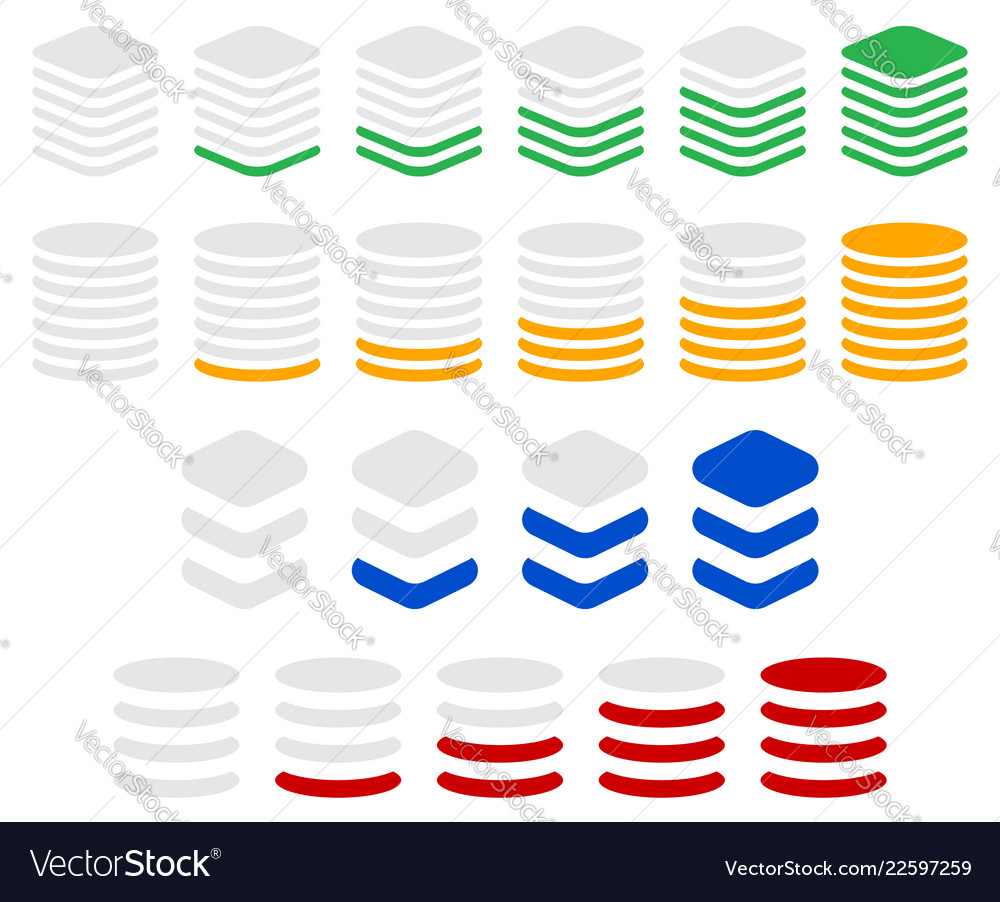Vertical progress level indicator symbols vector image Vertical progress level indicator symbols