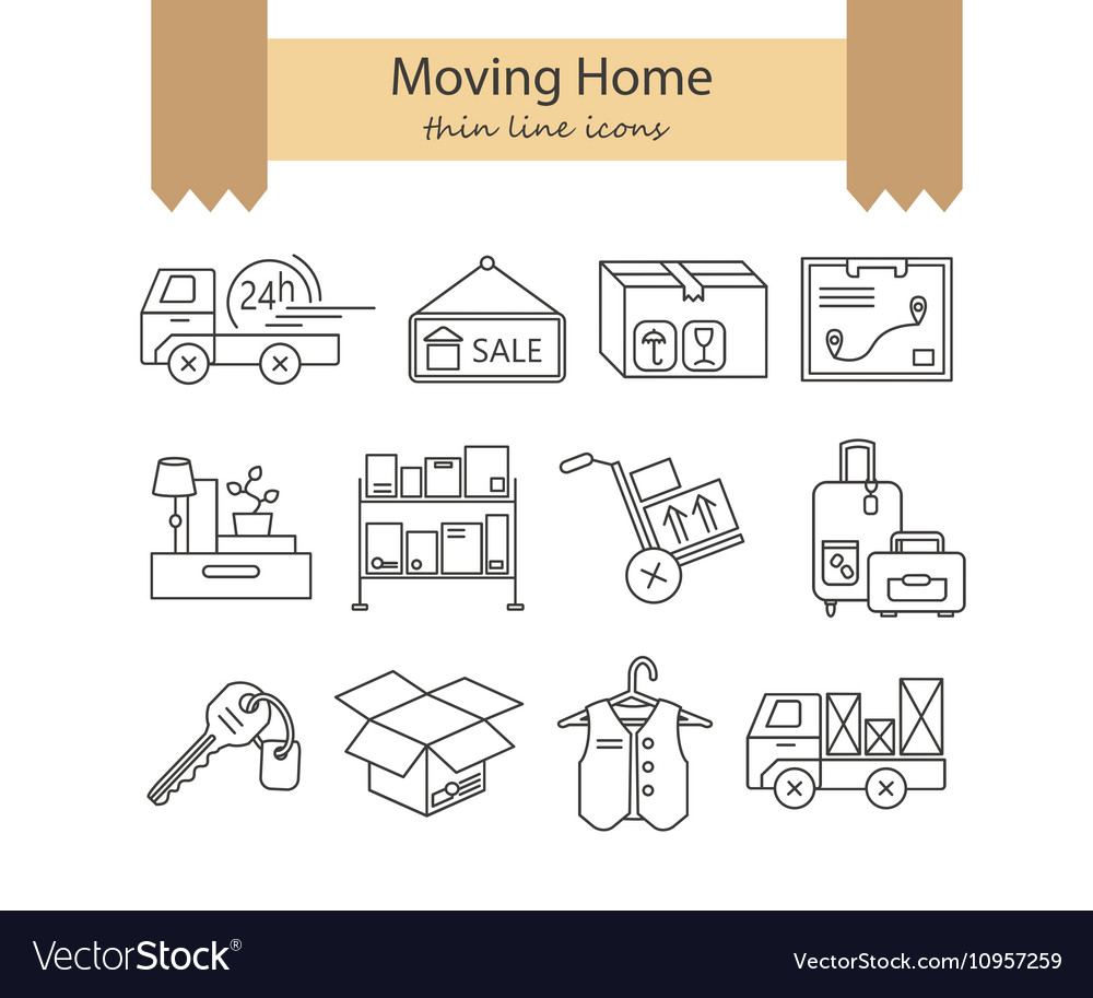 Warehouse logistic thin line icons