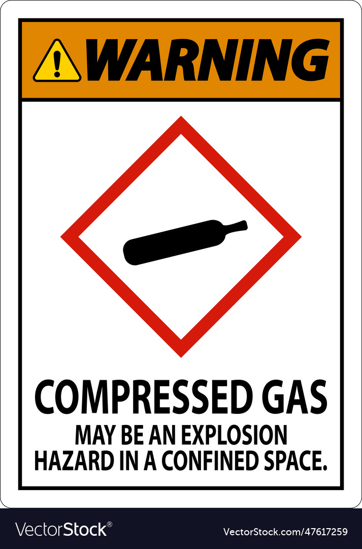 Warning compressed gas ghs sign on white Vector Image