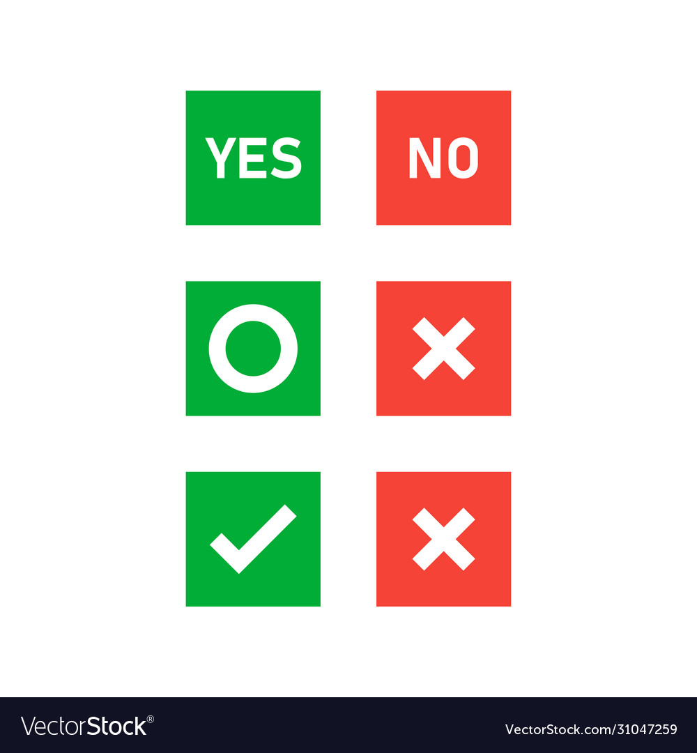 Yes no circle cross and checkmark isolated