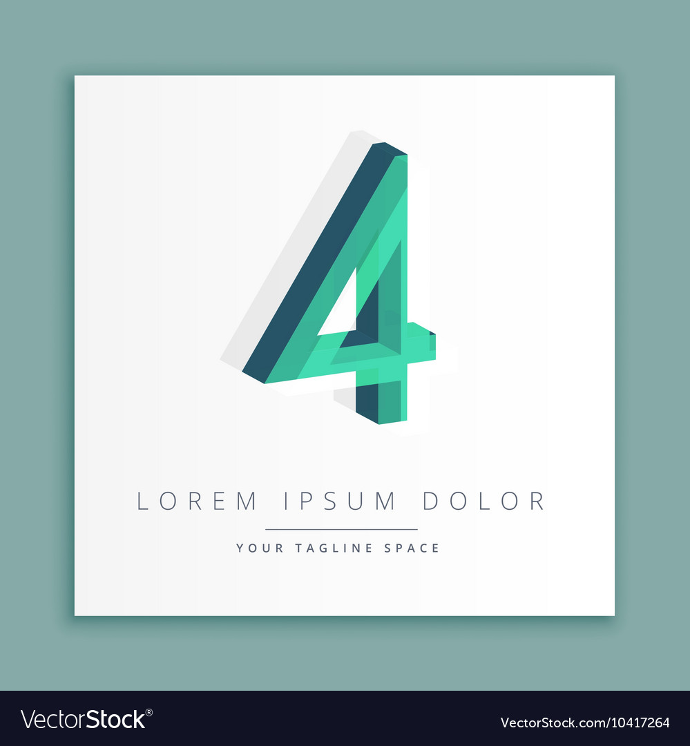 3d abstract style logo with number 4