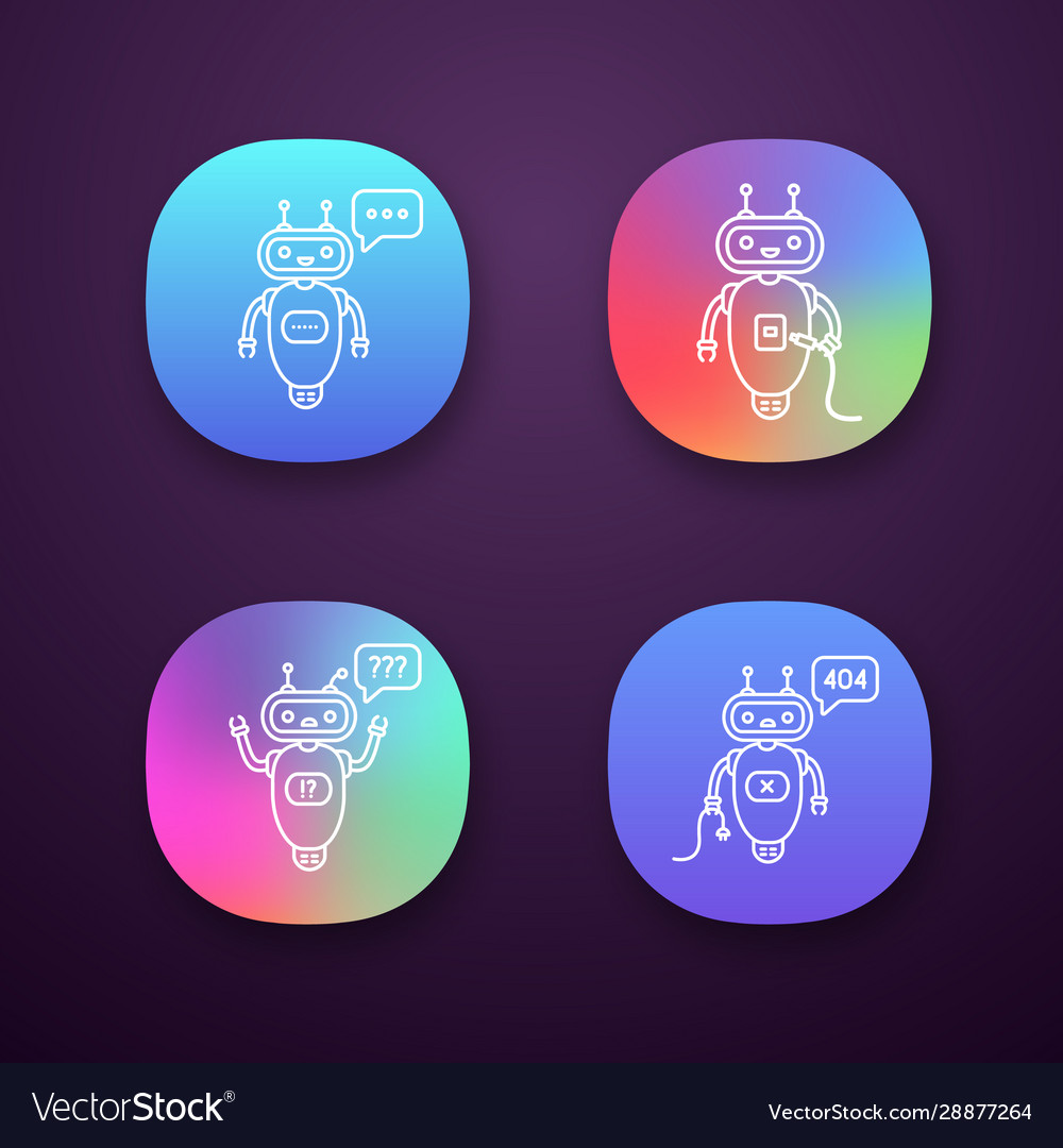 Chatbots app icons set Vector Image Chatbots app icons set