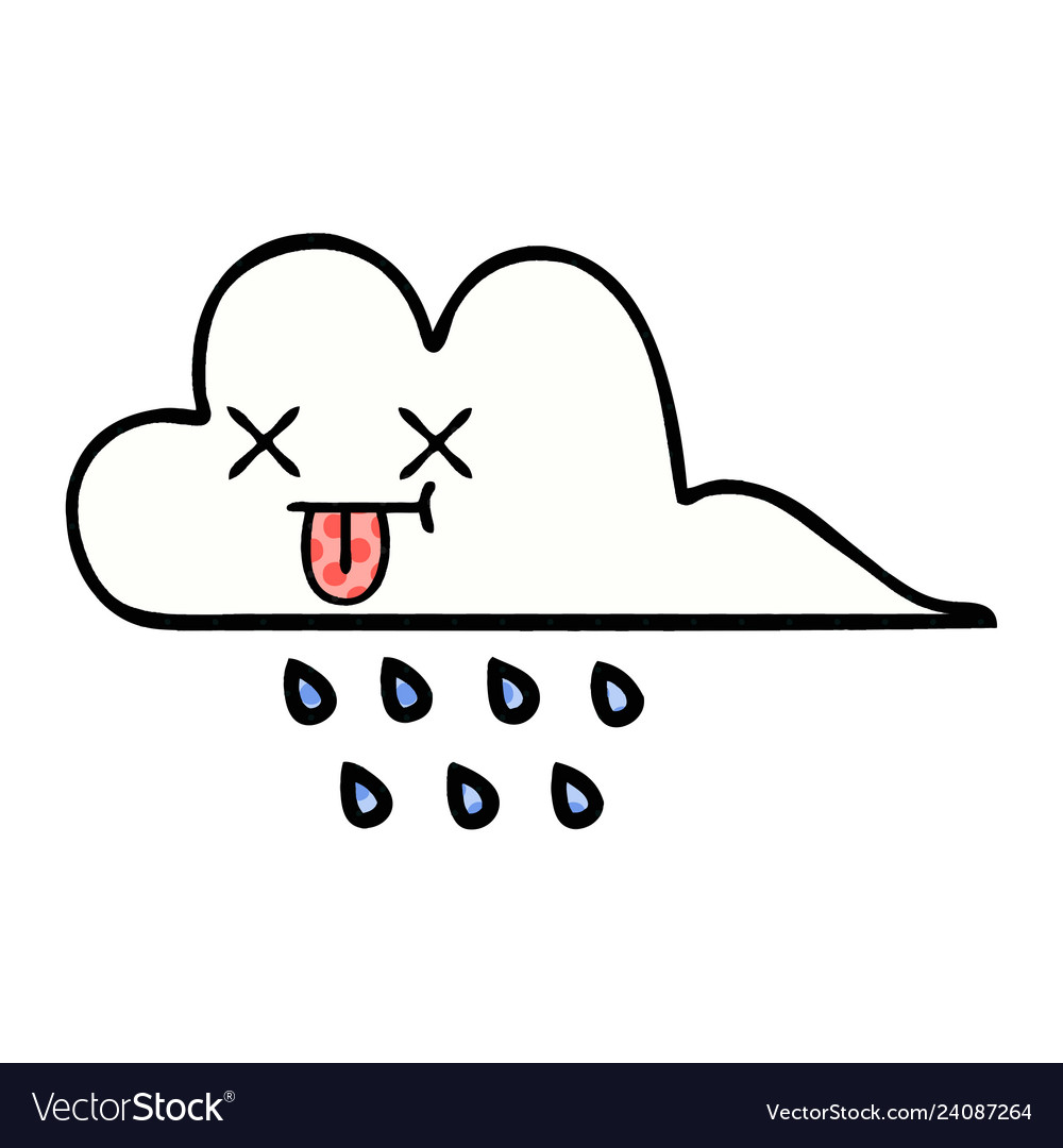 Comic book style cartoon rain cloud Royalty Free Vector