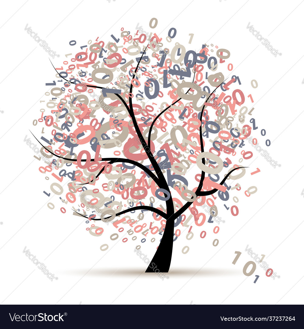 Digital tree logo colorful code and program