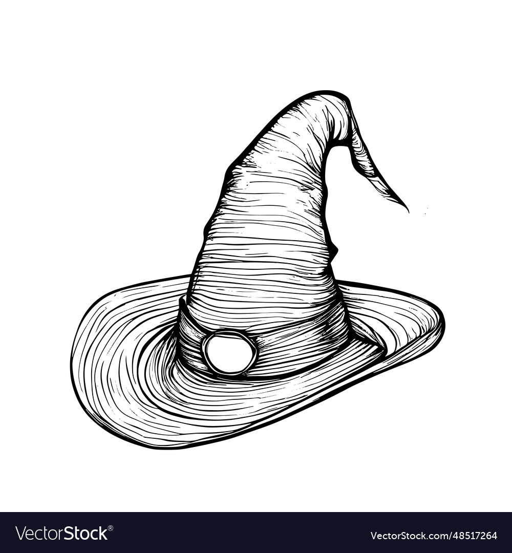 Halloween witch hat sketch Royalty Free Vector Image