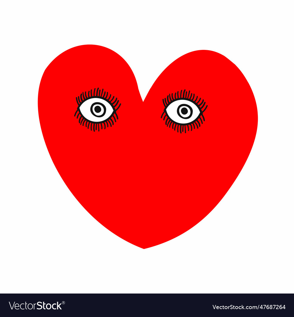 Heart with eyes cartoon eye red