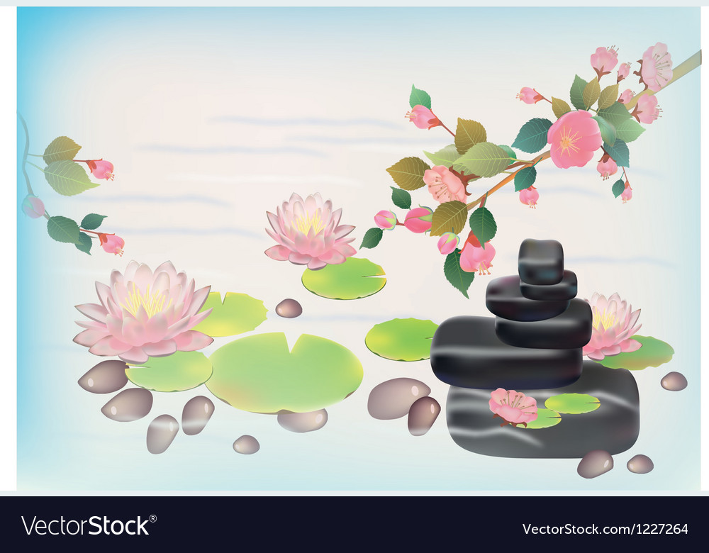 Lily blooming in the japanese garden postcard