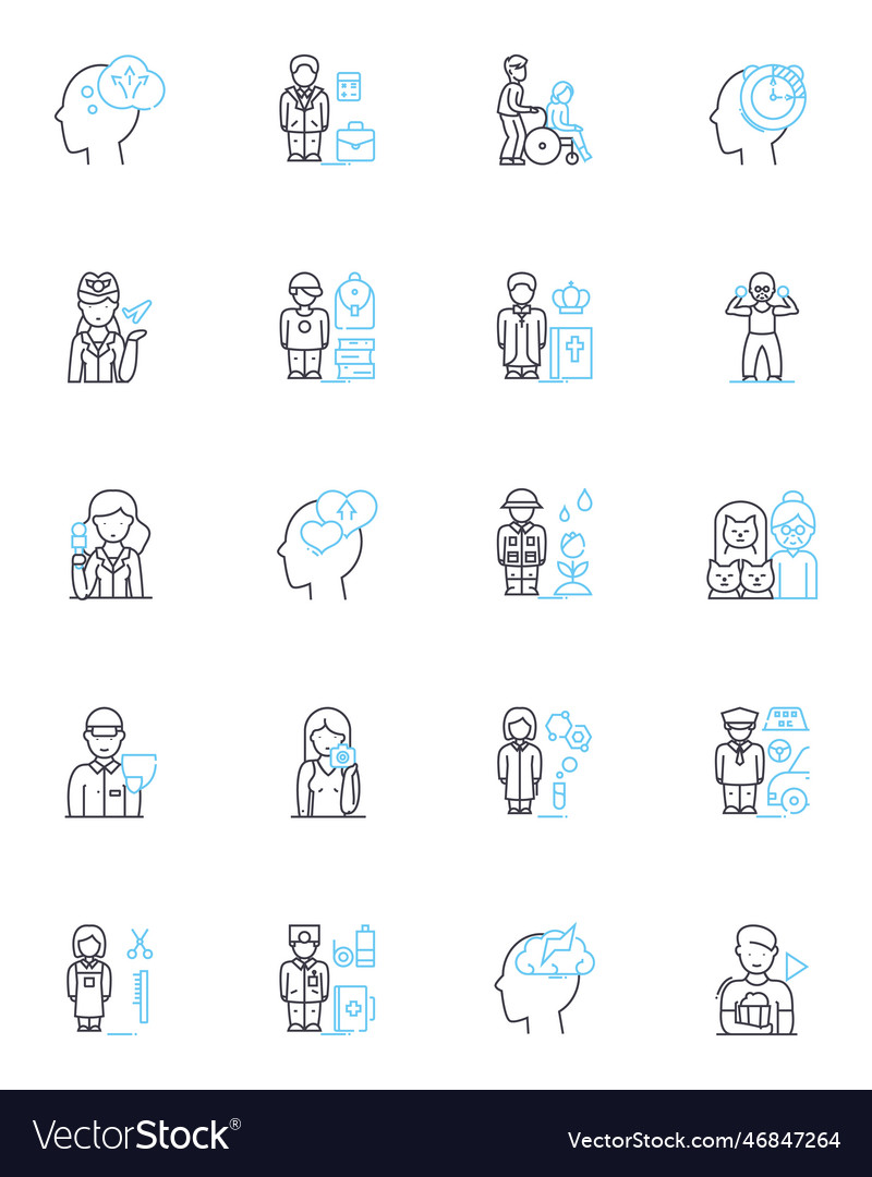 Neurology linear icons set synapse vector image Neurology linear icons set synapse