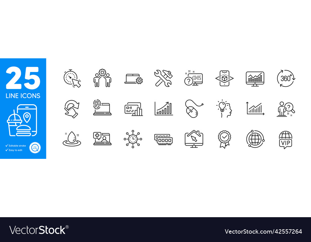 Outline icons set card computer fingerprint Vector Image Outline icons set card computer fingerprint