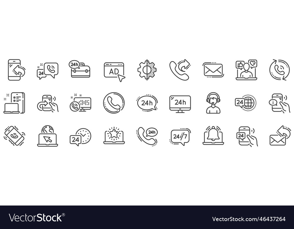 Processing line icons set of callback support vector image Processing line icons set of callback support