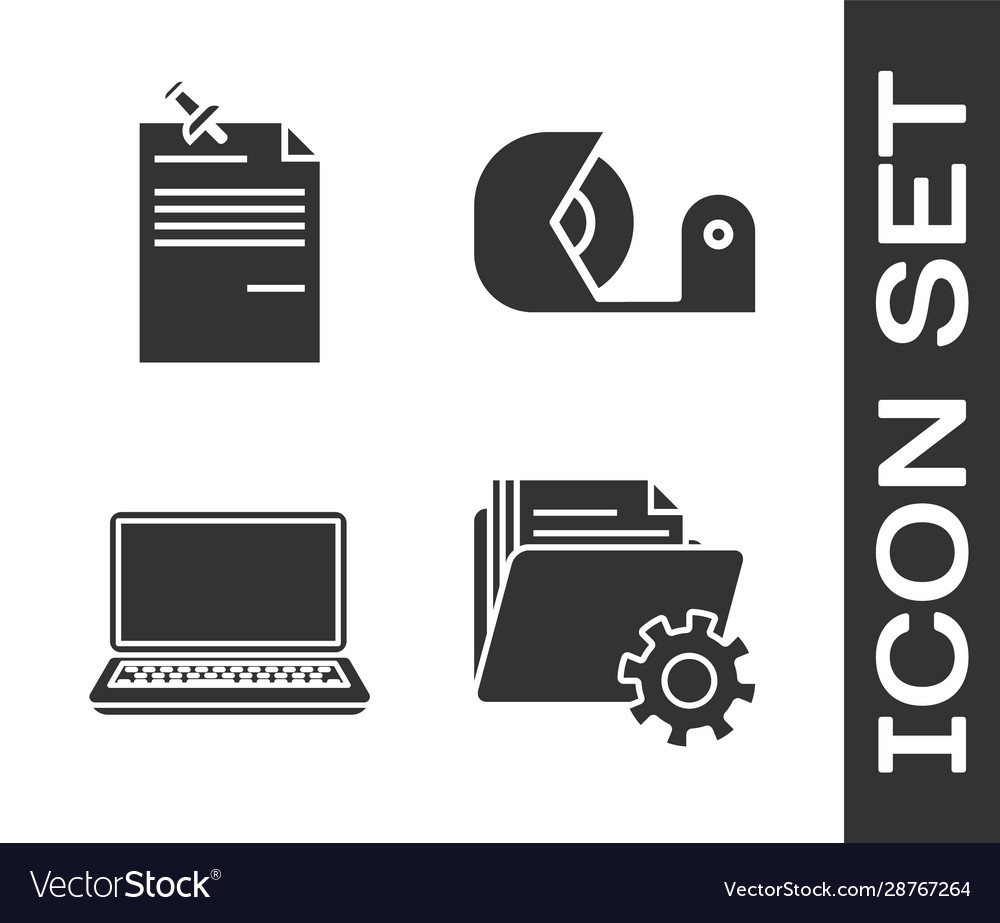 Set folder settings with gears note paper vector image Set folder settings with gears note paper