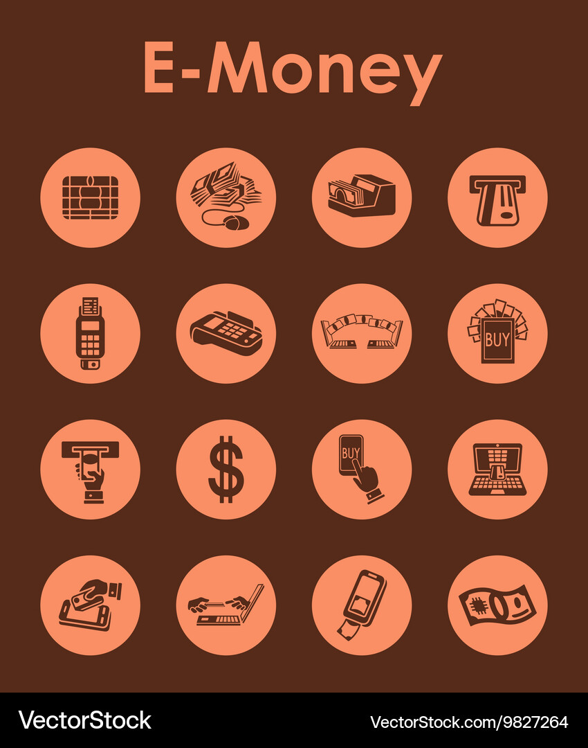 Set of e-money simple icons Royalty Free Vector Image