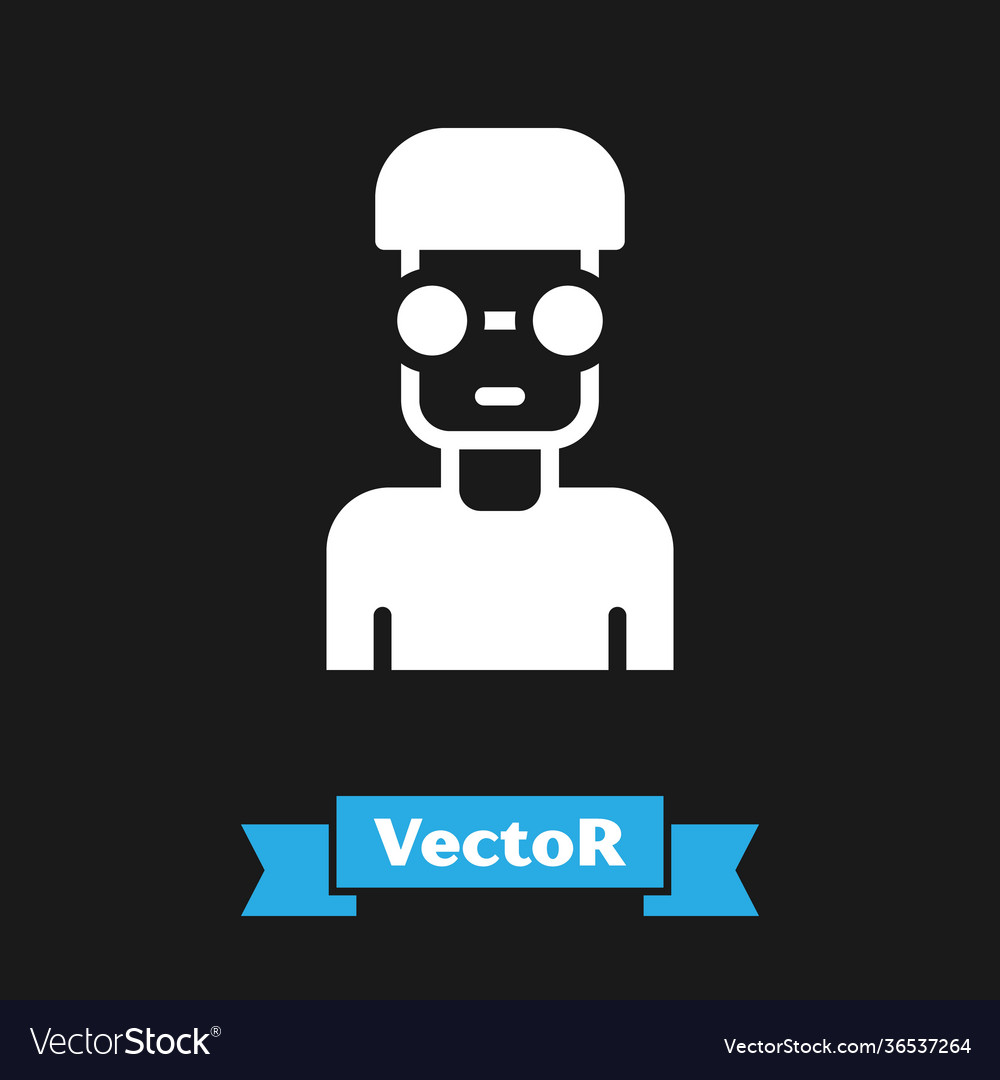 White nerd geek icon isolated on black background Vector Image White nerd geek icon isolated on black background
