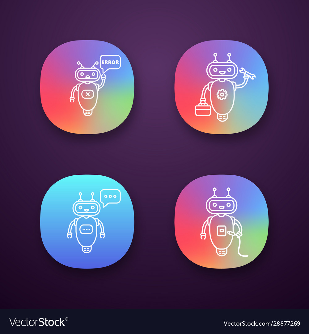 Chatbots app icons set vector image Chatbots app icons set