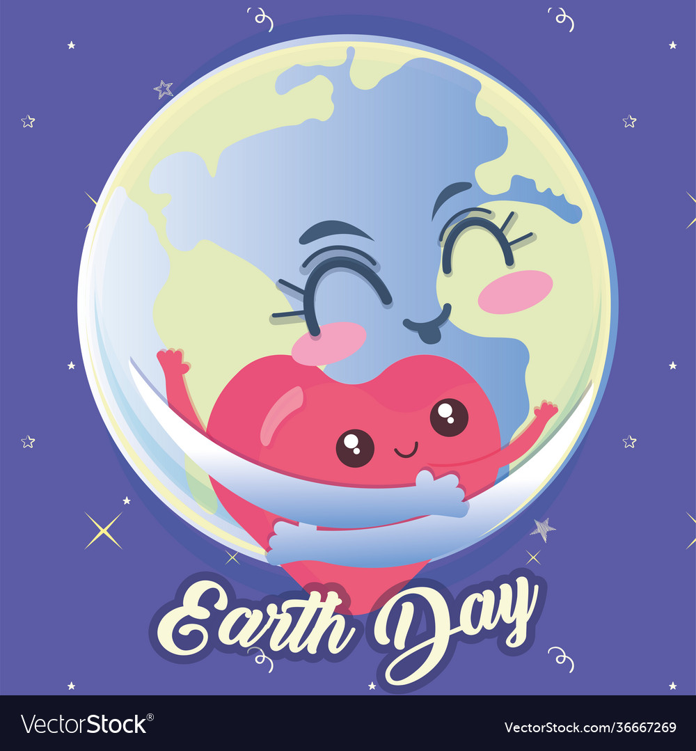 Earth day kawaii Royalty Free Vector Image - VectorStock