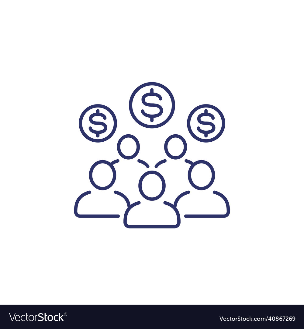 Employee cost salary line icon on white