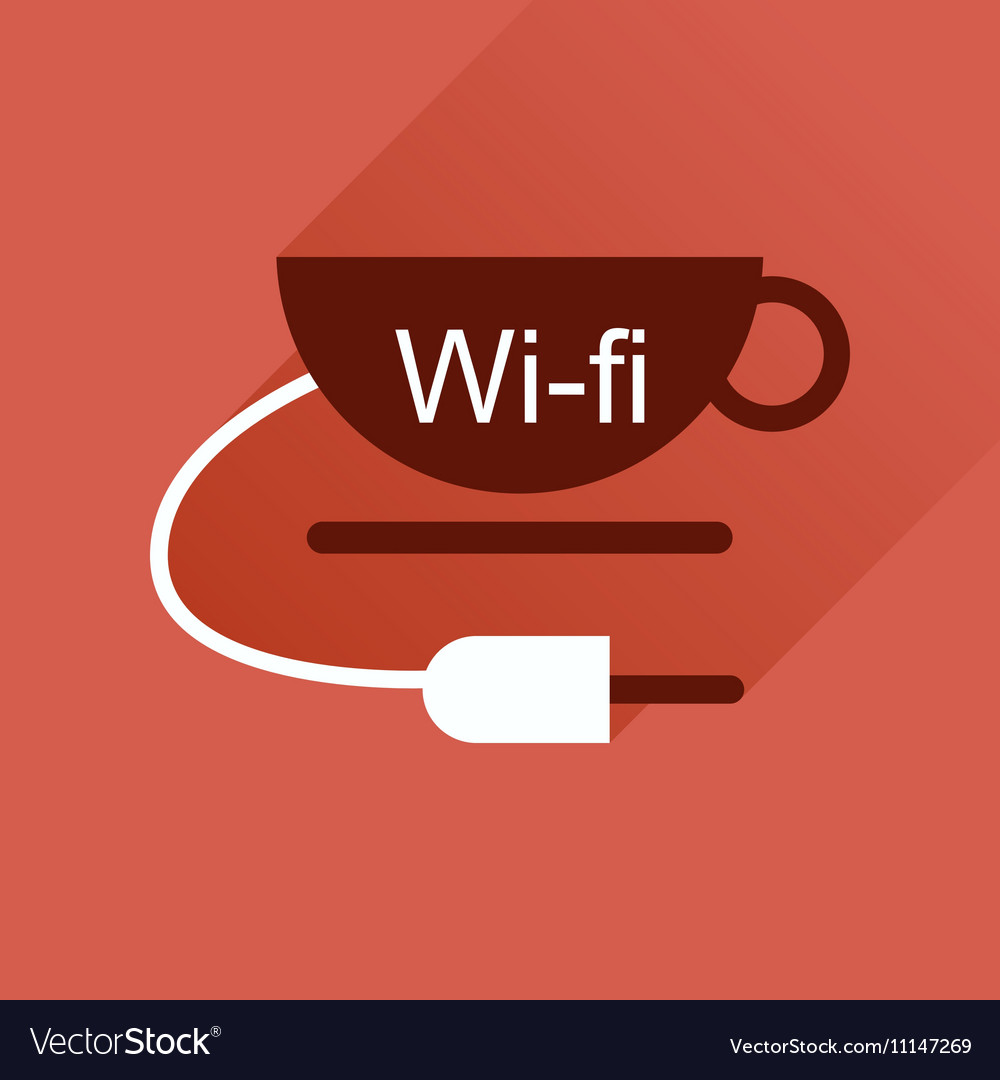 Flat icon with long shadow wi fi cup