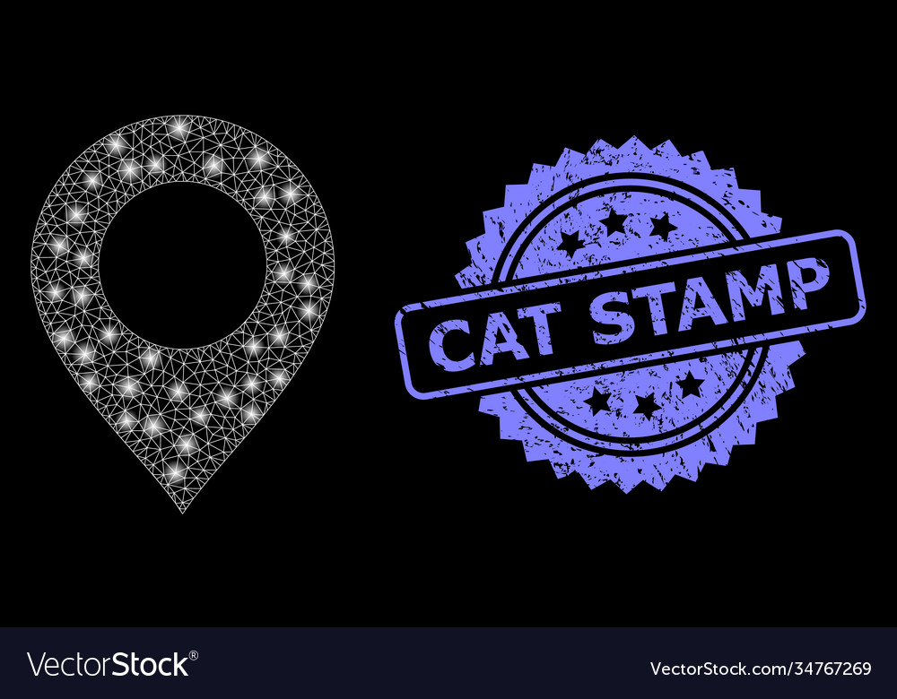 Grunge cat stamp seal and glossy net map mark