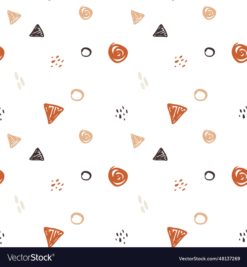 Hand drawn seamless pattern with soft brown