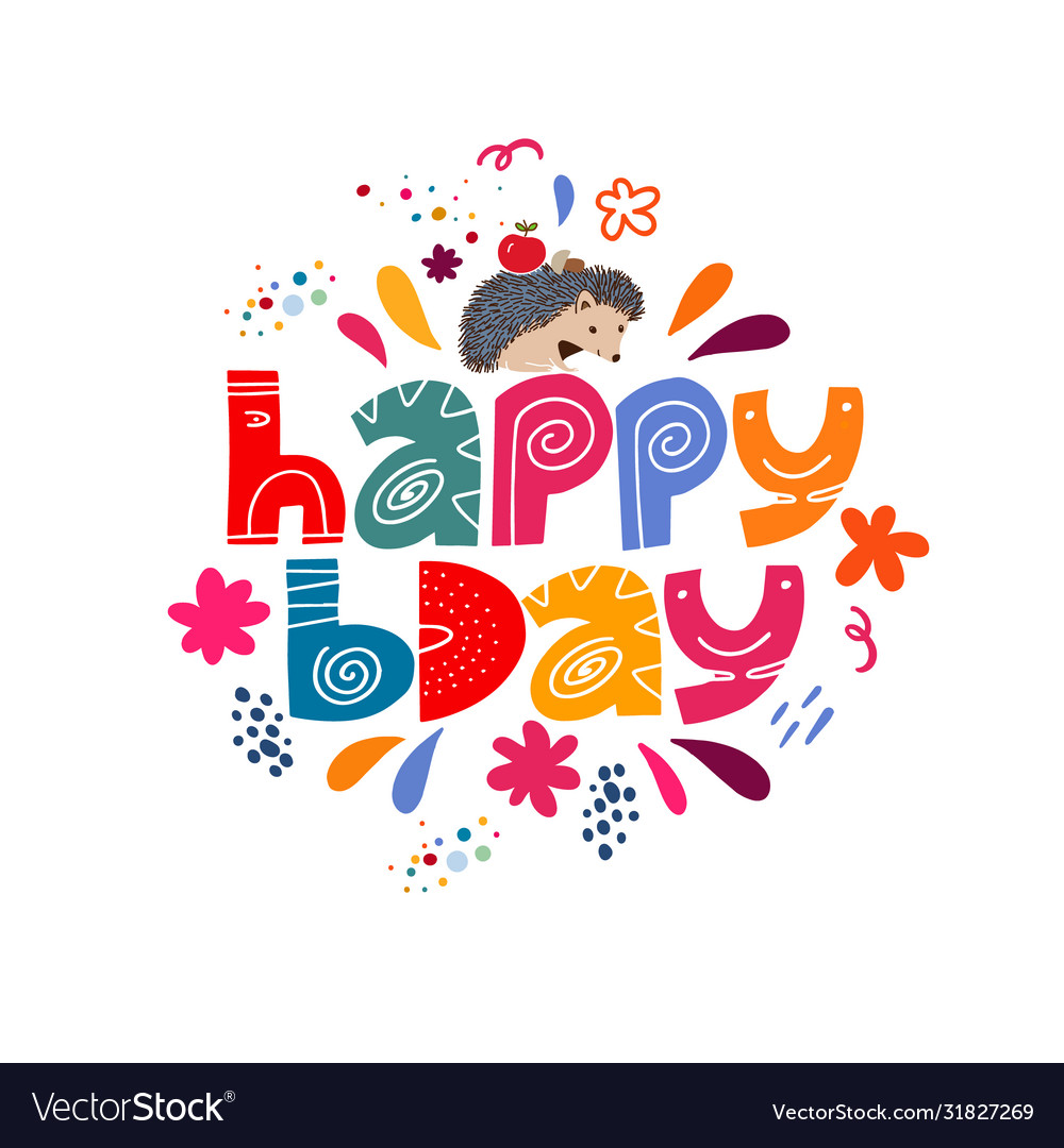 Happy birthday typography phrase flat