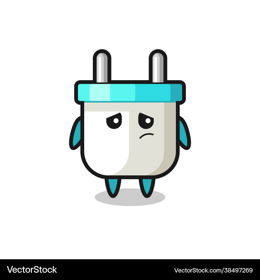 Lazy gesture electric plug cartoon character Vector Image
