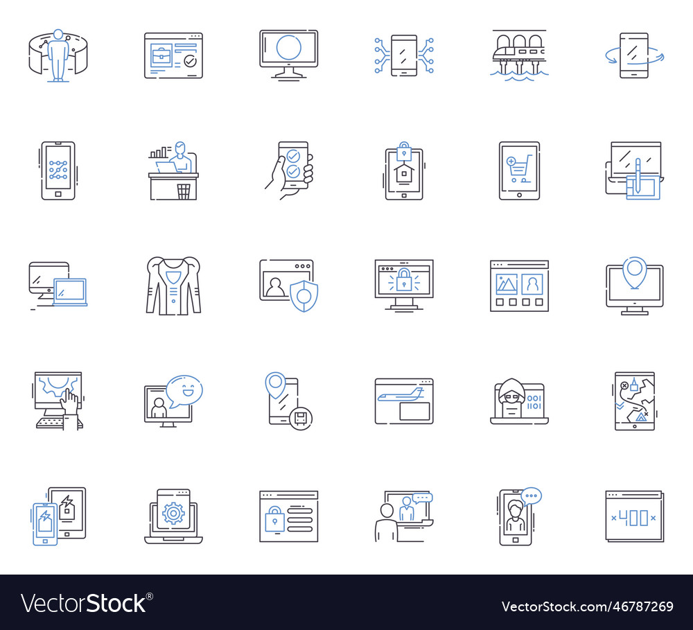 Net line icons collection connectivity internet