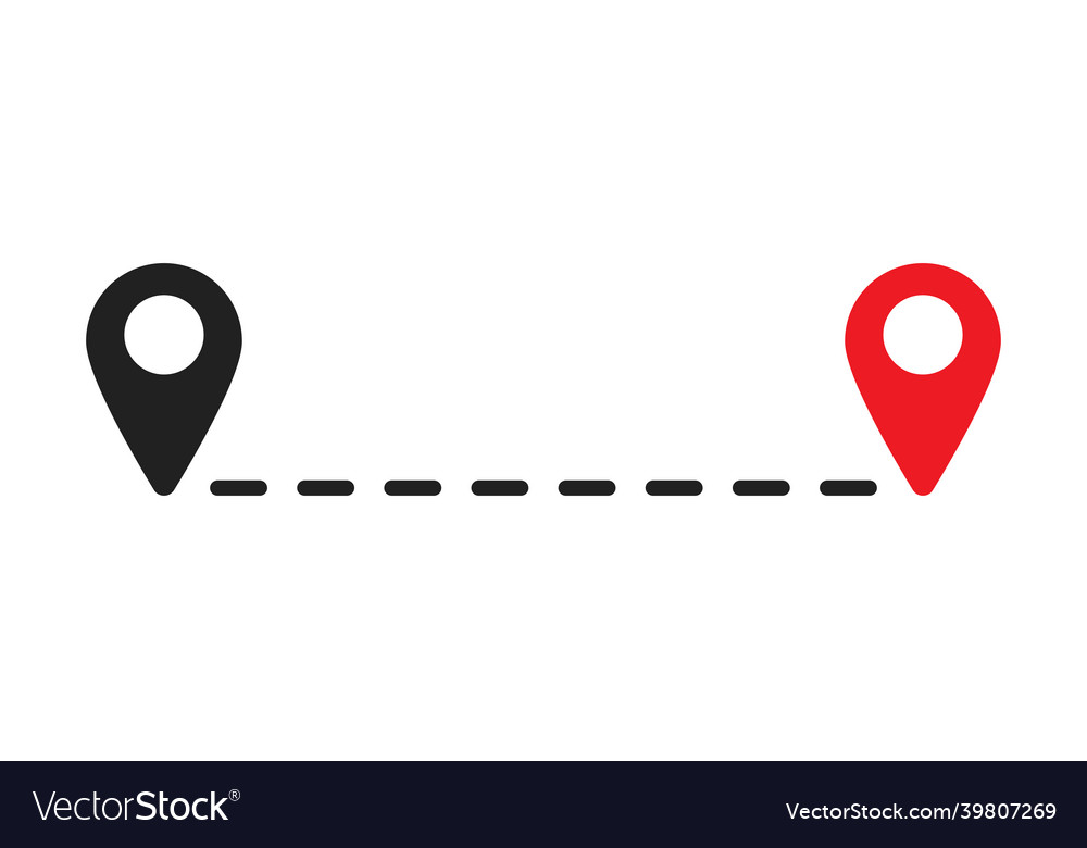 Pfadpunkt im Linienstil Flat Map Weg Konzept