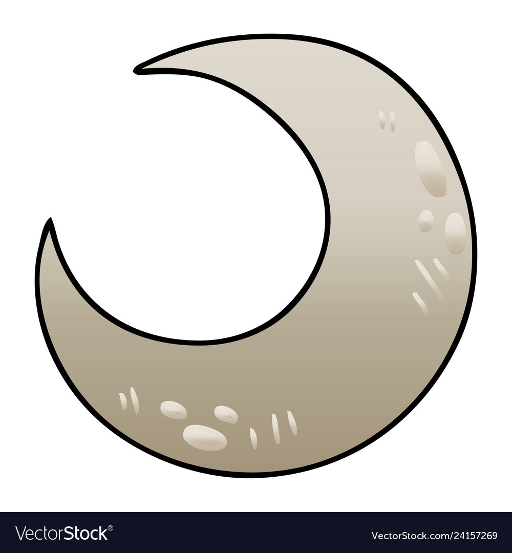 Quirky gradient shaded cartoon crescent moon Vector Image