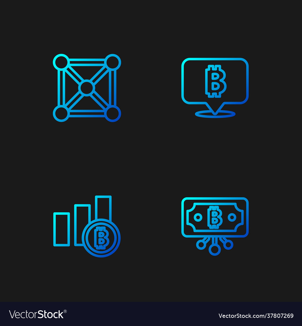 Set line bitcoin with circuit pie chart vector image Set line bitcoin with circuit pie chart