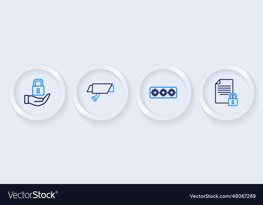 Set line document and lock password protection vector image Set line document and lock password protection