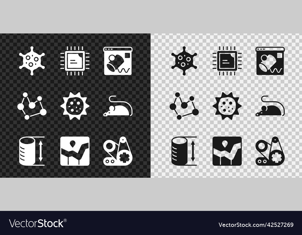 Set virus processor cpu data visualisation vector image Set virus processor cpu data visualisation