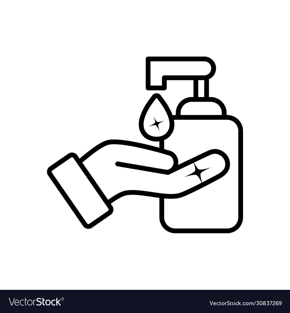 Soap bottle and hand with drop line style Vector Image Soap bottle and hand with drop line style
